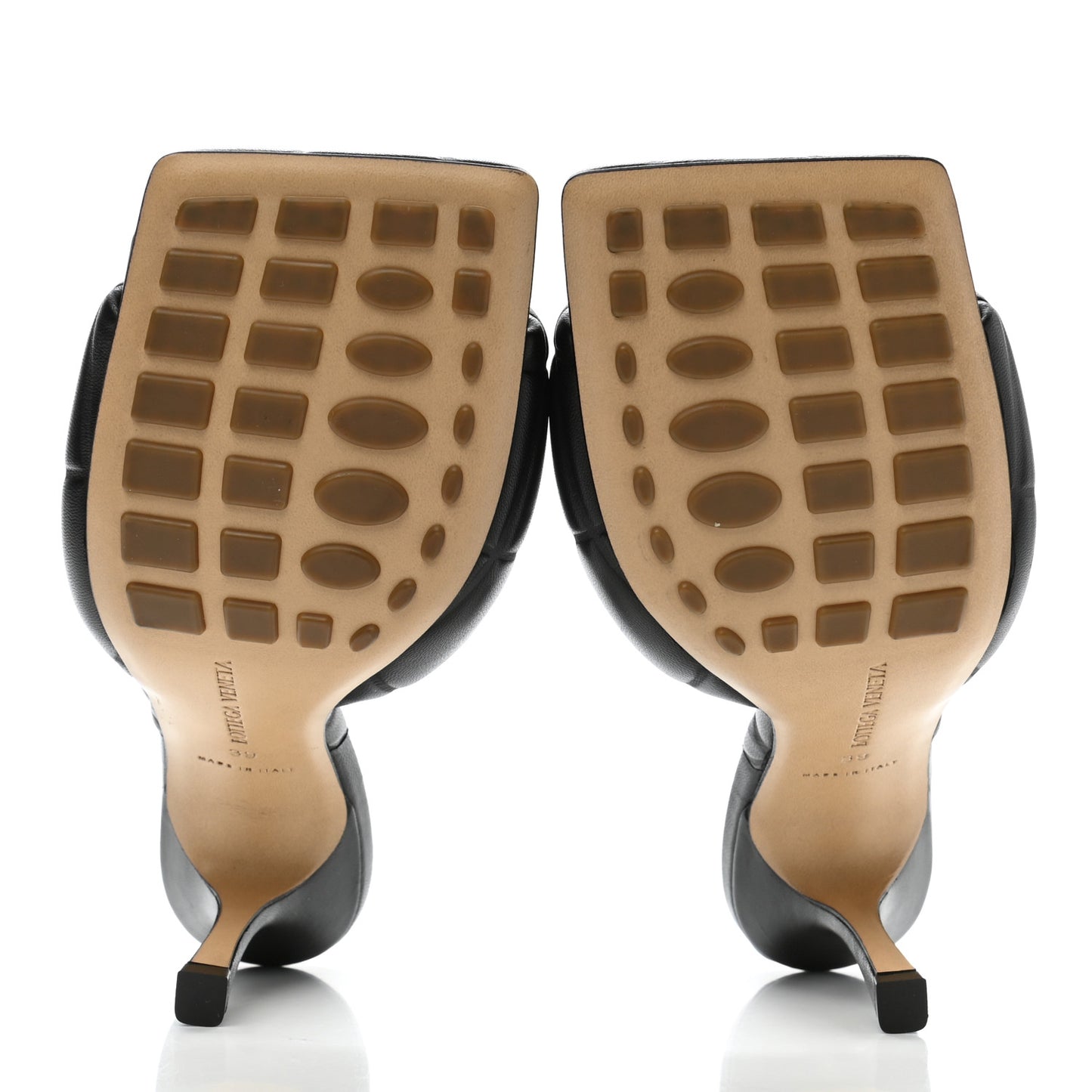 Nappa Quilted Rubber Lido Mule Sandals 39 Black