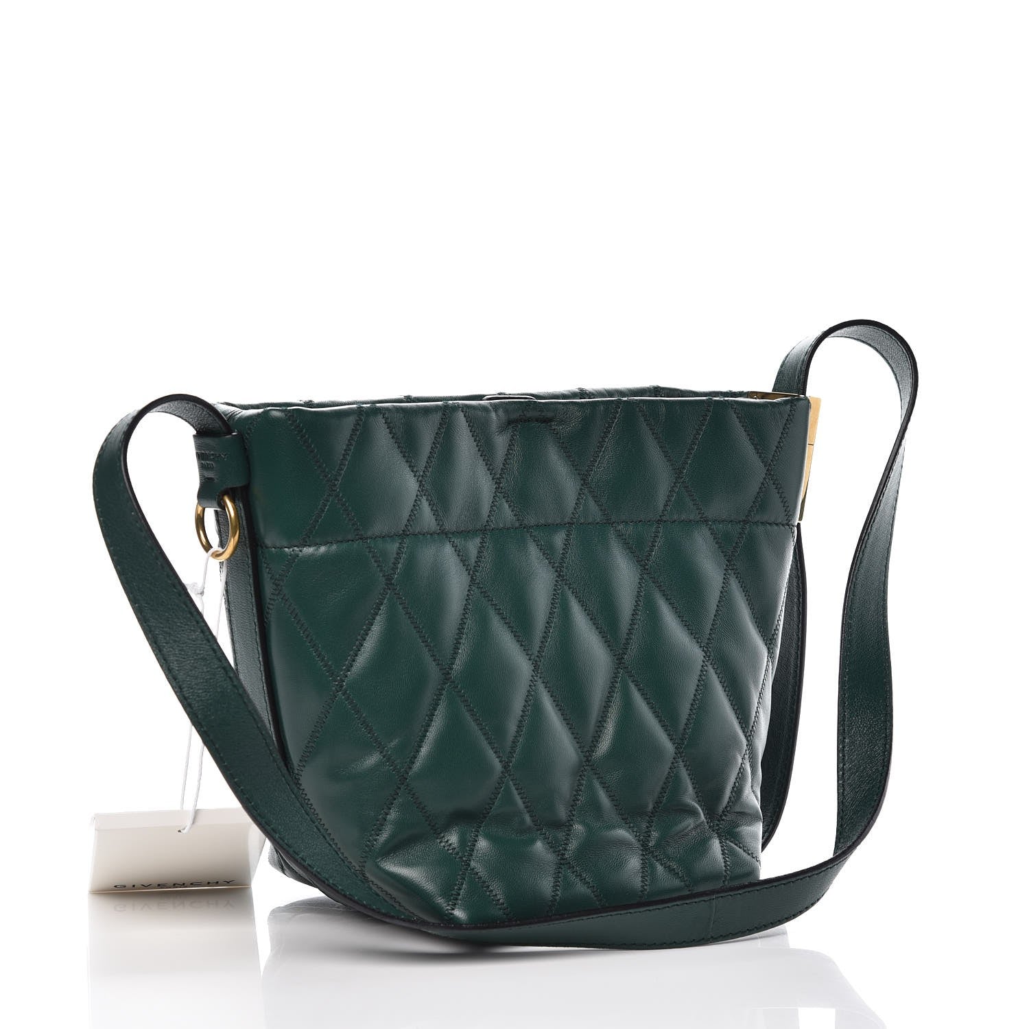 Givenchy Lambskin Quilted Mini GV Bucket Bag Green Forest 3 of 6