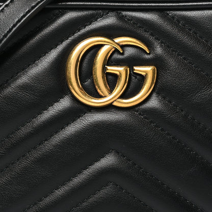 Gucci Calfskin Matelasse Mini GG Marmont Chain Shoulder Bag Black 8 of 10