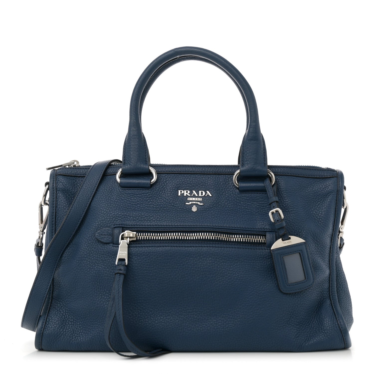 Prada Vitello Daino Shopping Satchel Inchiostro 1 of 12