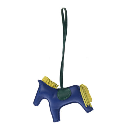 Hermes Milo Lambskin Grigri Rodeo Horse Bag Charm MM Bleu Electrique Lime Vert Fonce 1 of 4