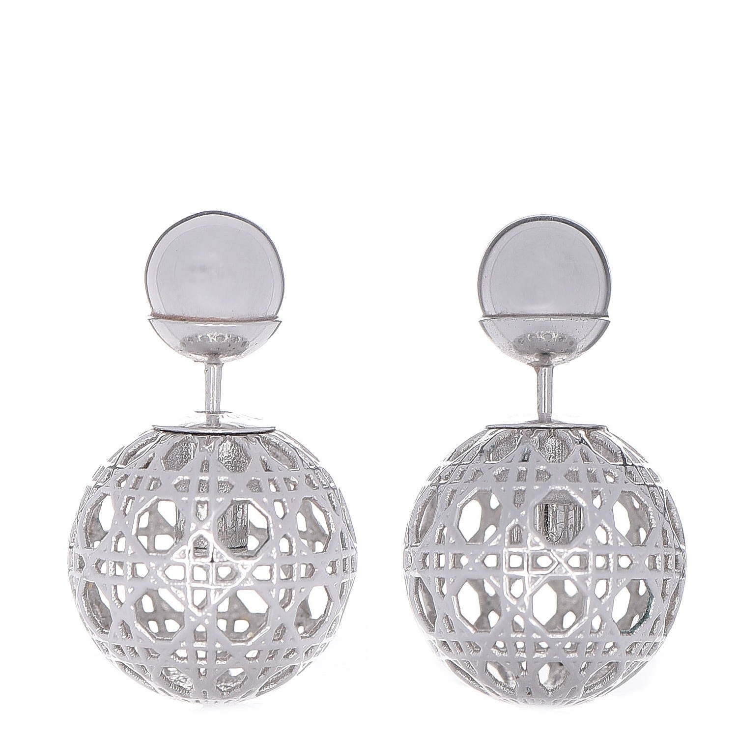 Christian Dior Cannage Mise En Dior Tribal Earrings Silver 1 of 6