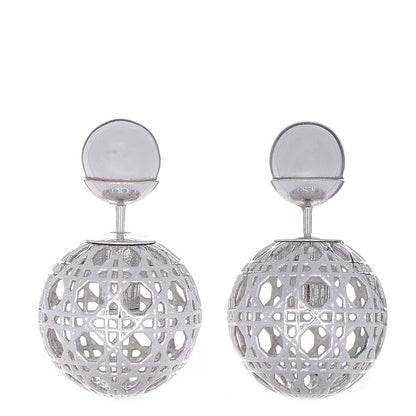 Christian Dior Cannage Mise En Dior Tribal Earrings Silver 1 of 6