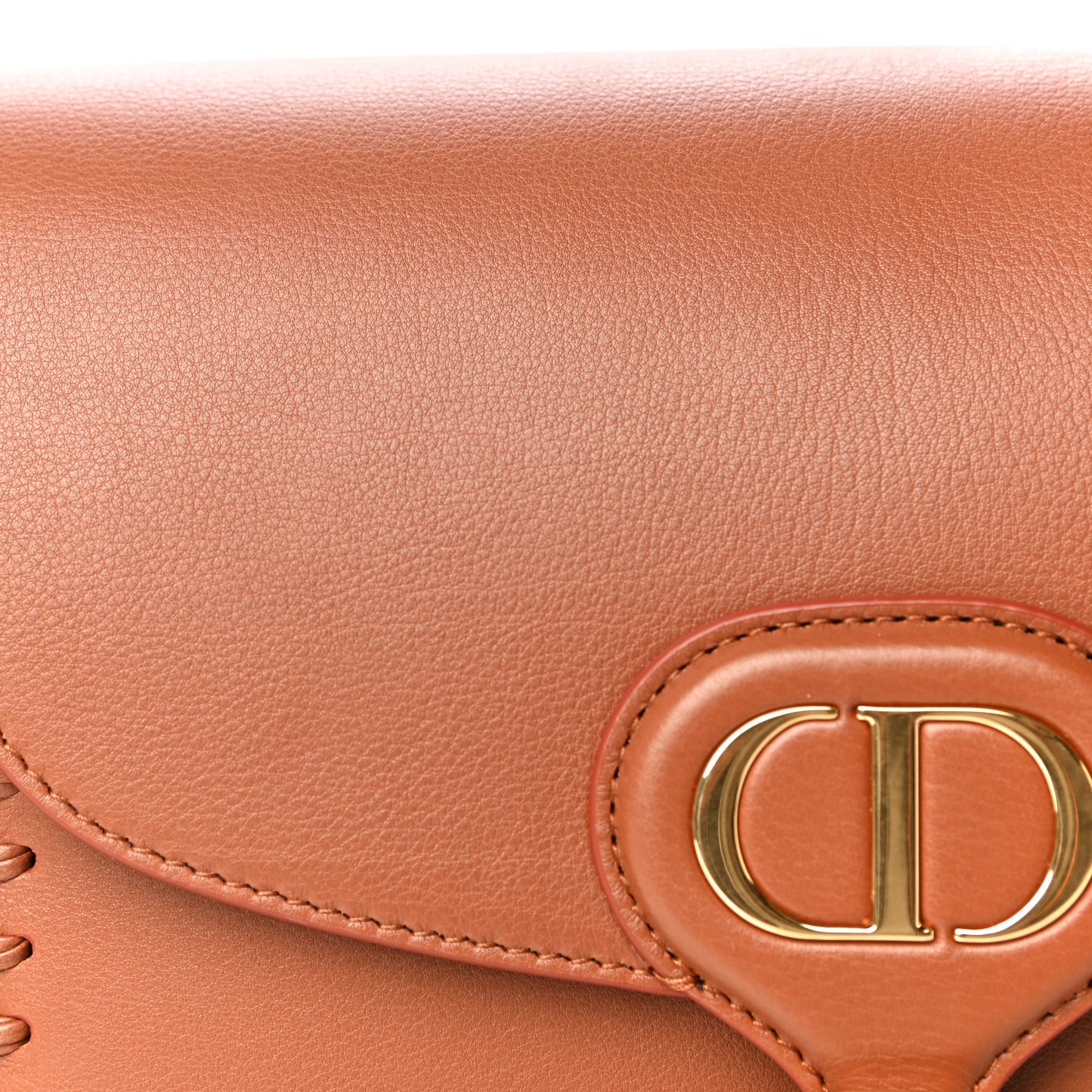 Grained Calfskin Medium Whipstitched Bobby Bag Dark Tan