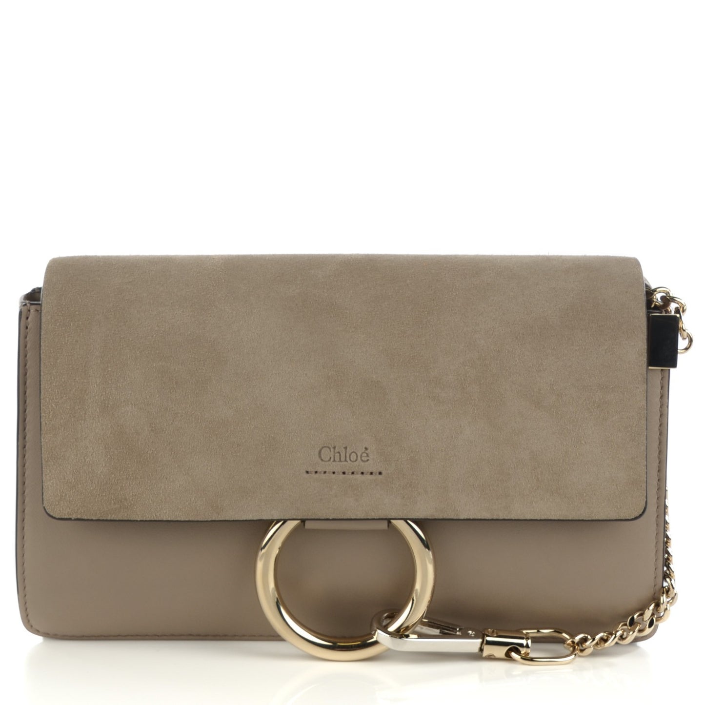 Suede Calfskin Small Faye Shoulder Bag Motty Grey