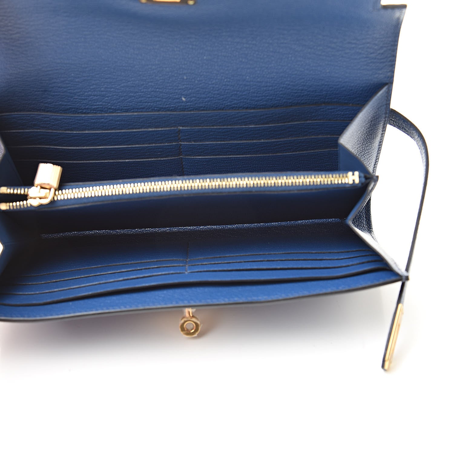 Hermes Chevre Mysore Kelly Longue Wallet Bleu Brighton 5 of 8