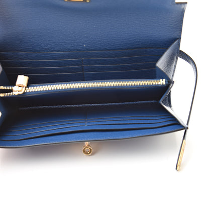 Hermes Chevre Mysore Kelly Longue Wallet Bleu Brighton 5 of 8