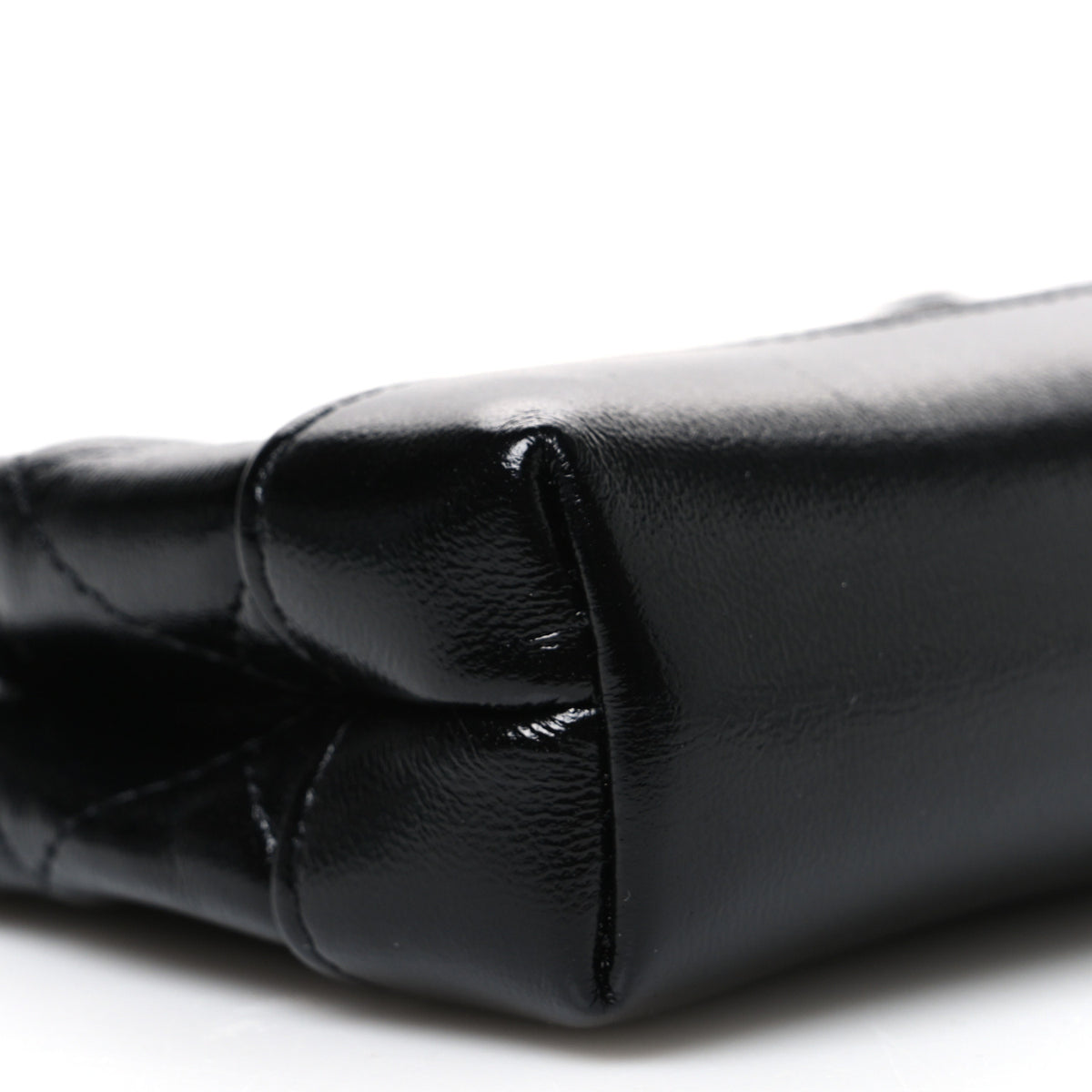 Shiny Lambskin Quilted Micro 31 Clutch With Chain Black