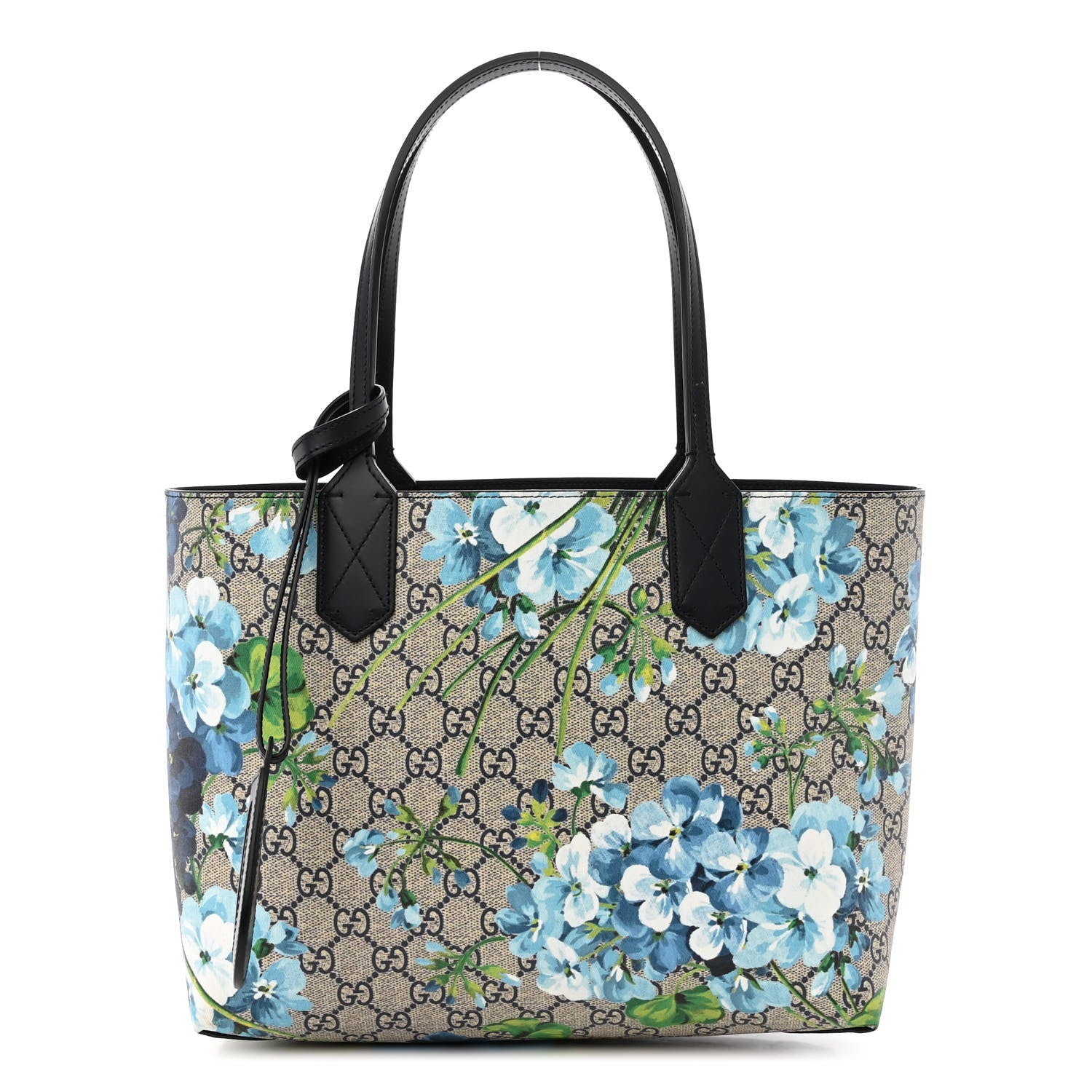 Gucci GG Supreme Monogram Blooms Small Reversible Tote Beige Blue Navy 1 of 16