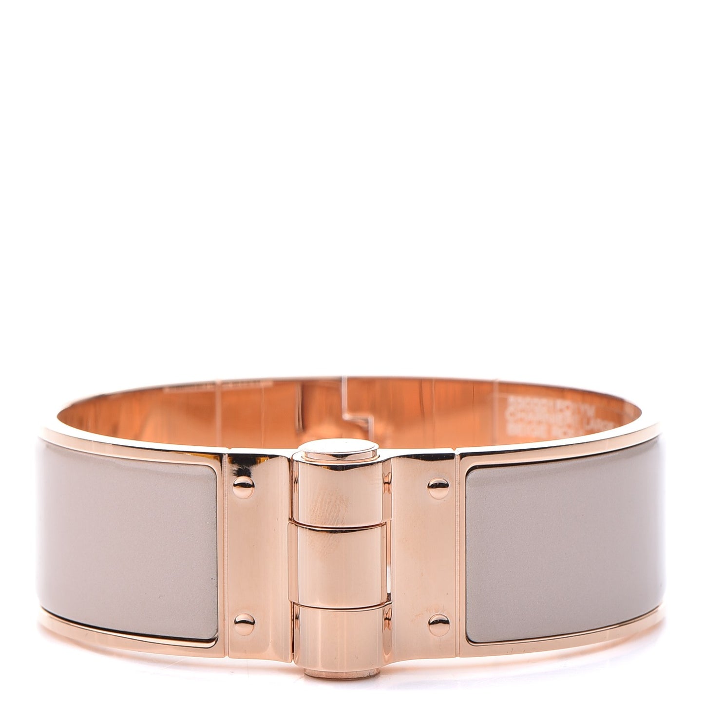 Enamel Charniere Uni Wide Hinged Bracelet M Beige Rose
