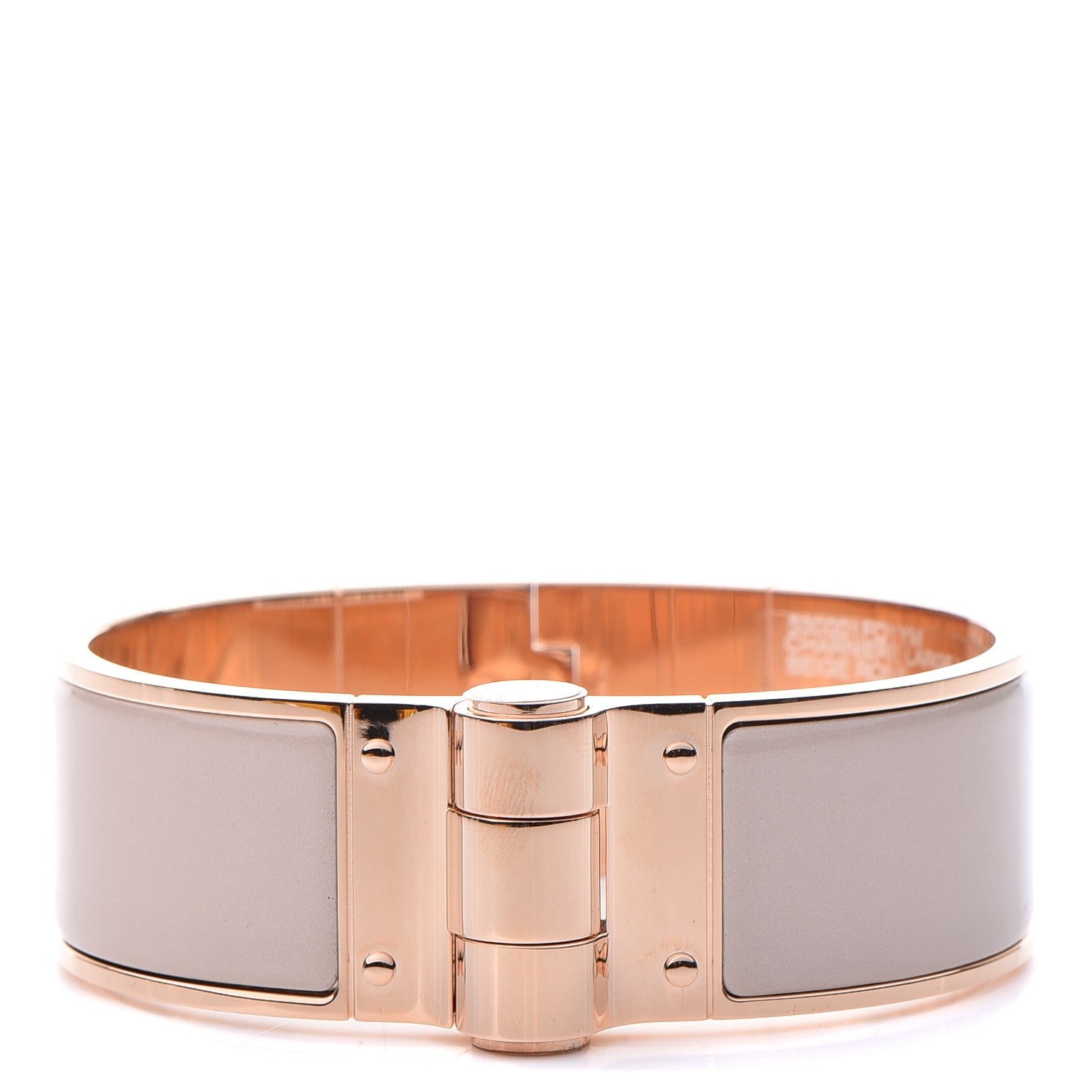 Hermes Enamel Charniere Uni Wide Hinged Bracelet M Beige Rose 1 of 6
