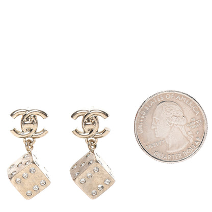 Chanel Crystal CC Turnlock Dice Drop Earrings Gold 2 of 5