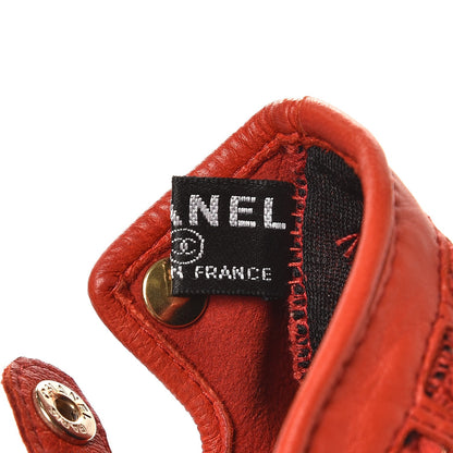 Chanel Lambskin Tweed Fingerless Gloves 7 Red 4 of 8