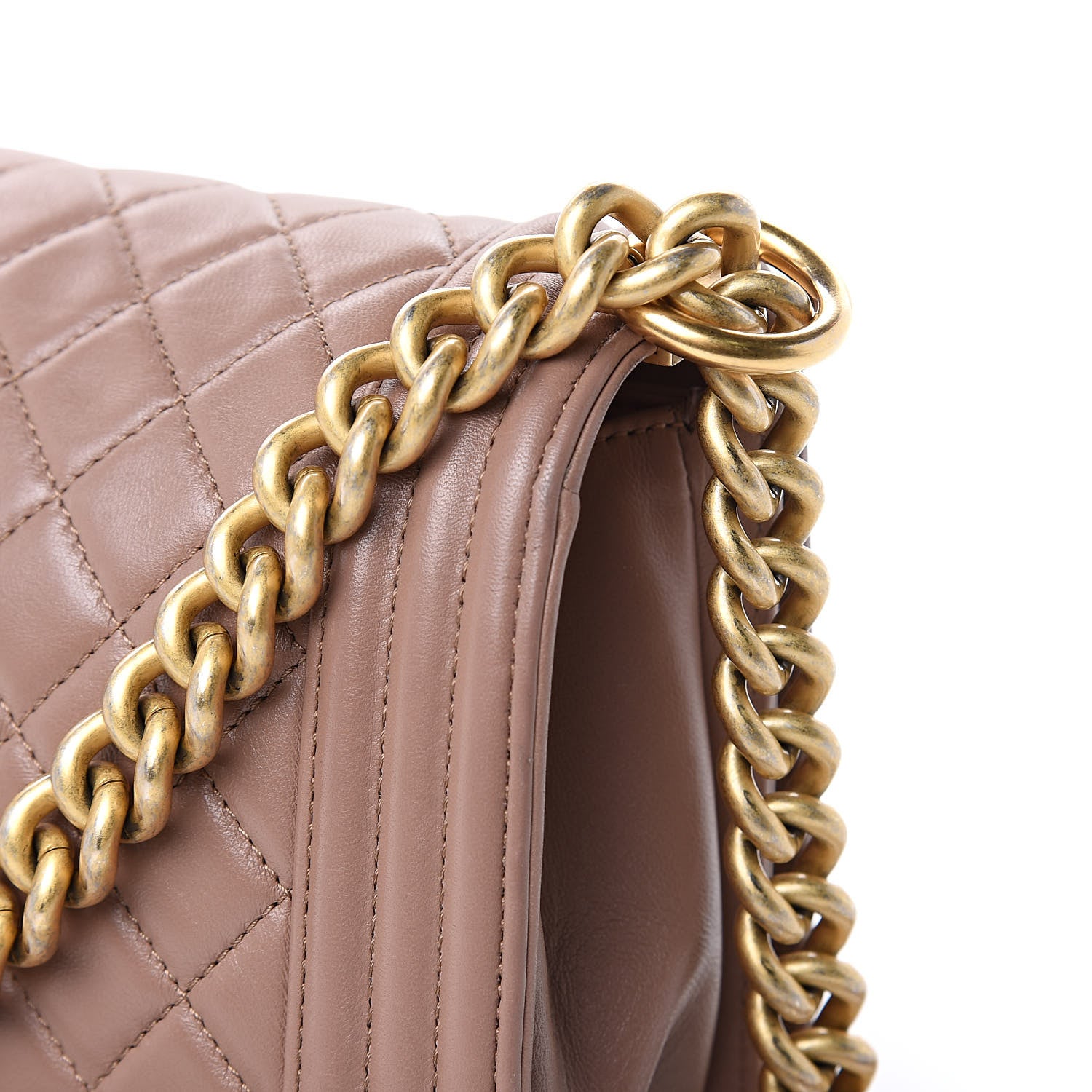Chanel Lambskin Quilted Medium Boy Flap Dark Beige 13 of 17