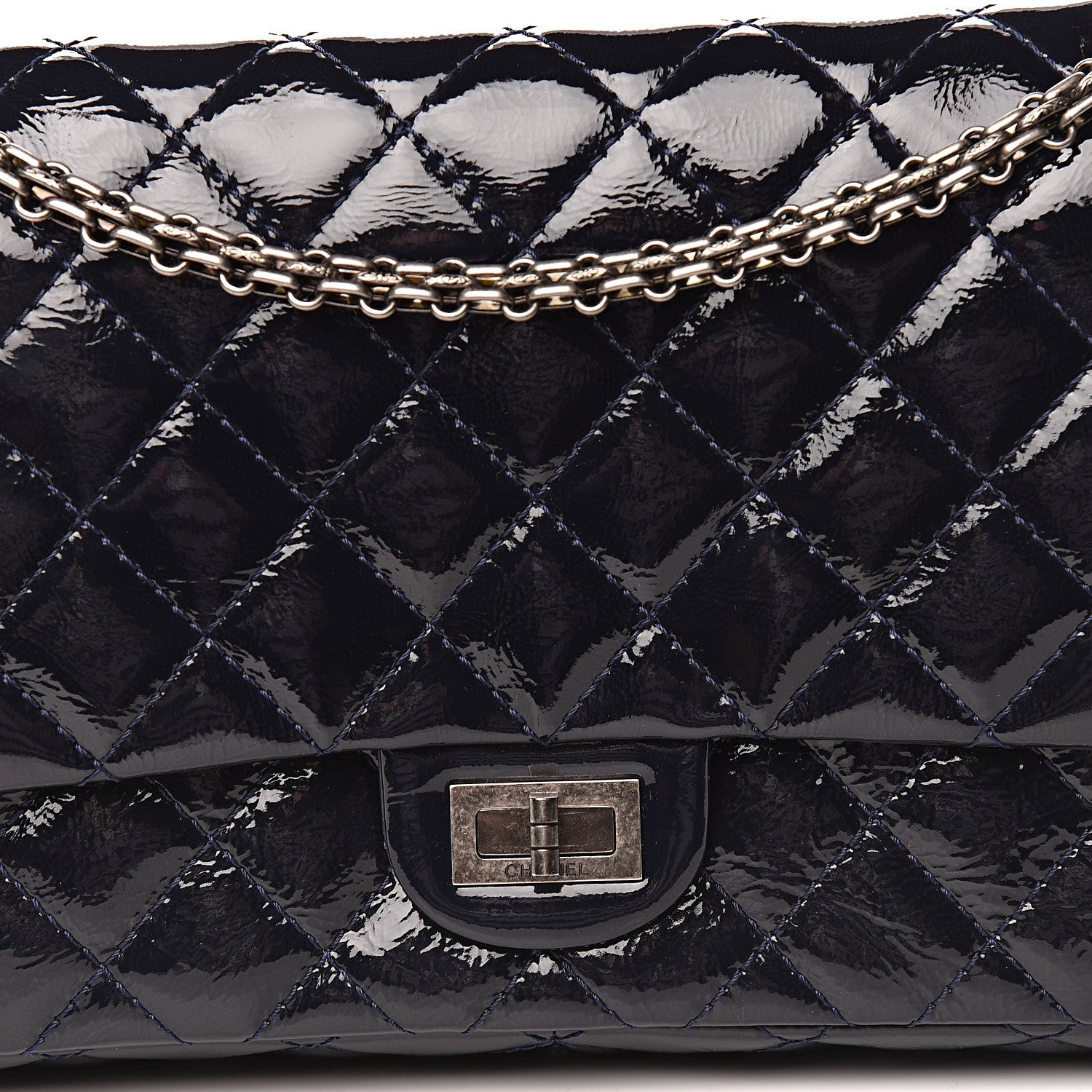 Chanel Distressed Patent Quilted 2.55 Reissue 226 Flap Navy 9 of 15
