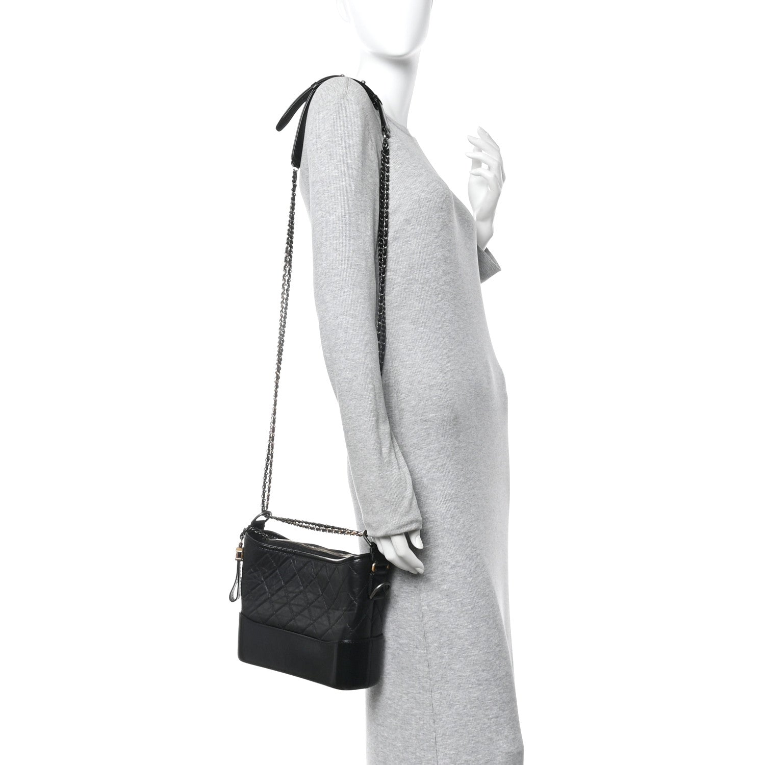 Chanel Aged Calfskin Quilted New Medium Gabrielle Hobo Black 2 of 9
