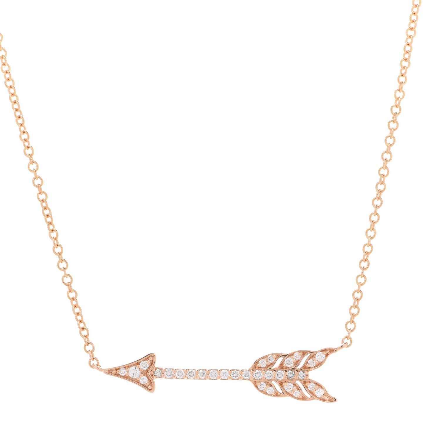 18K Rose Gold Diamond Arrow Pendant Necklace