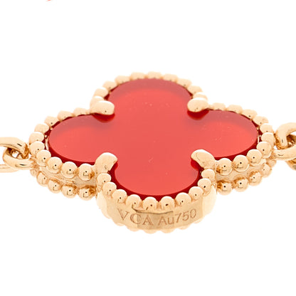 Van Cleef & Arpels 18K Rose Gold Carnelian 5 Motifs Guilloche Vintage Alhambra Bracelet 4 of 5