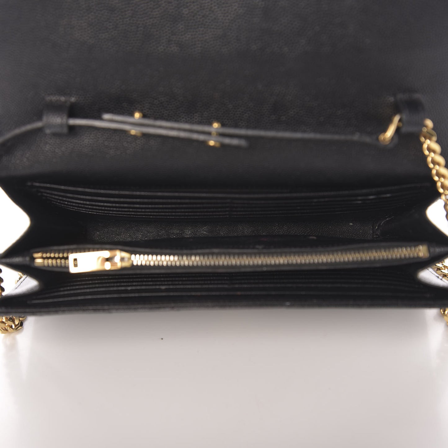 Grain De Poudre Matelasse Chevron Monogram Chain Wallet Black