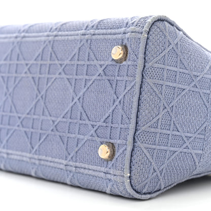 Christian Dior Canvas Embroidered Cannage Medium Lady D-Lite Blue 9 of 12