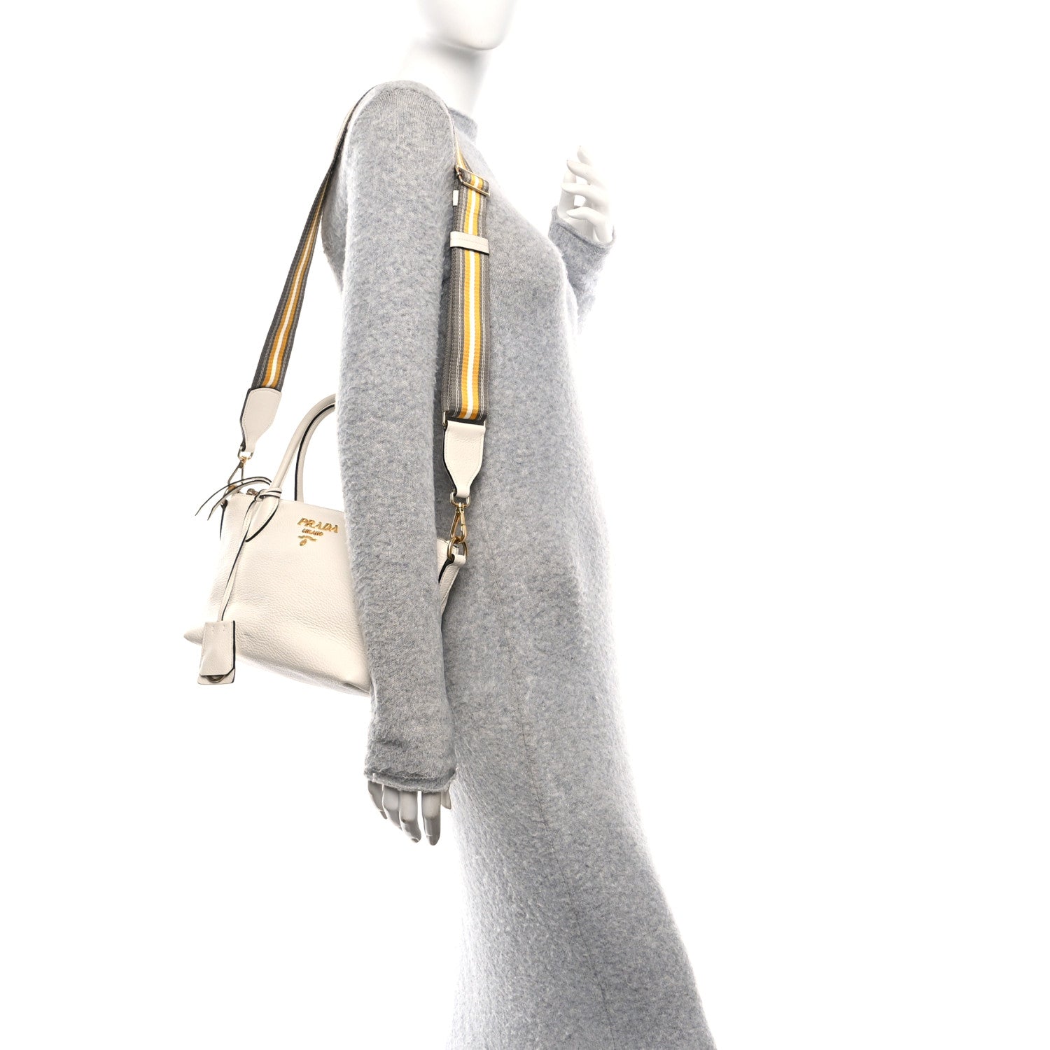 Prada Vitello Daino Zip Top Handle Tote Bianco 2 of 12