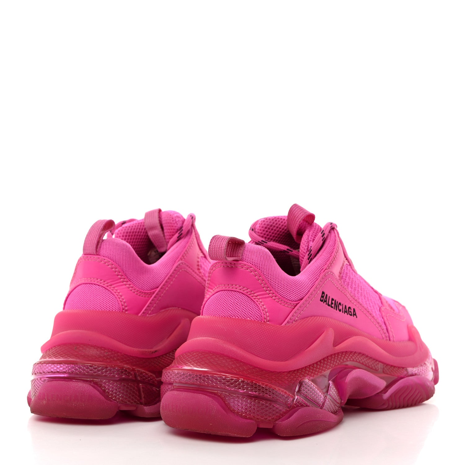 Balenciaga Fabric Mesh Clear Sole Fluo Womens Triple S Sneakers 37 Pink 4 of 7