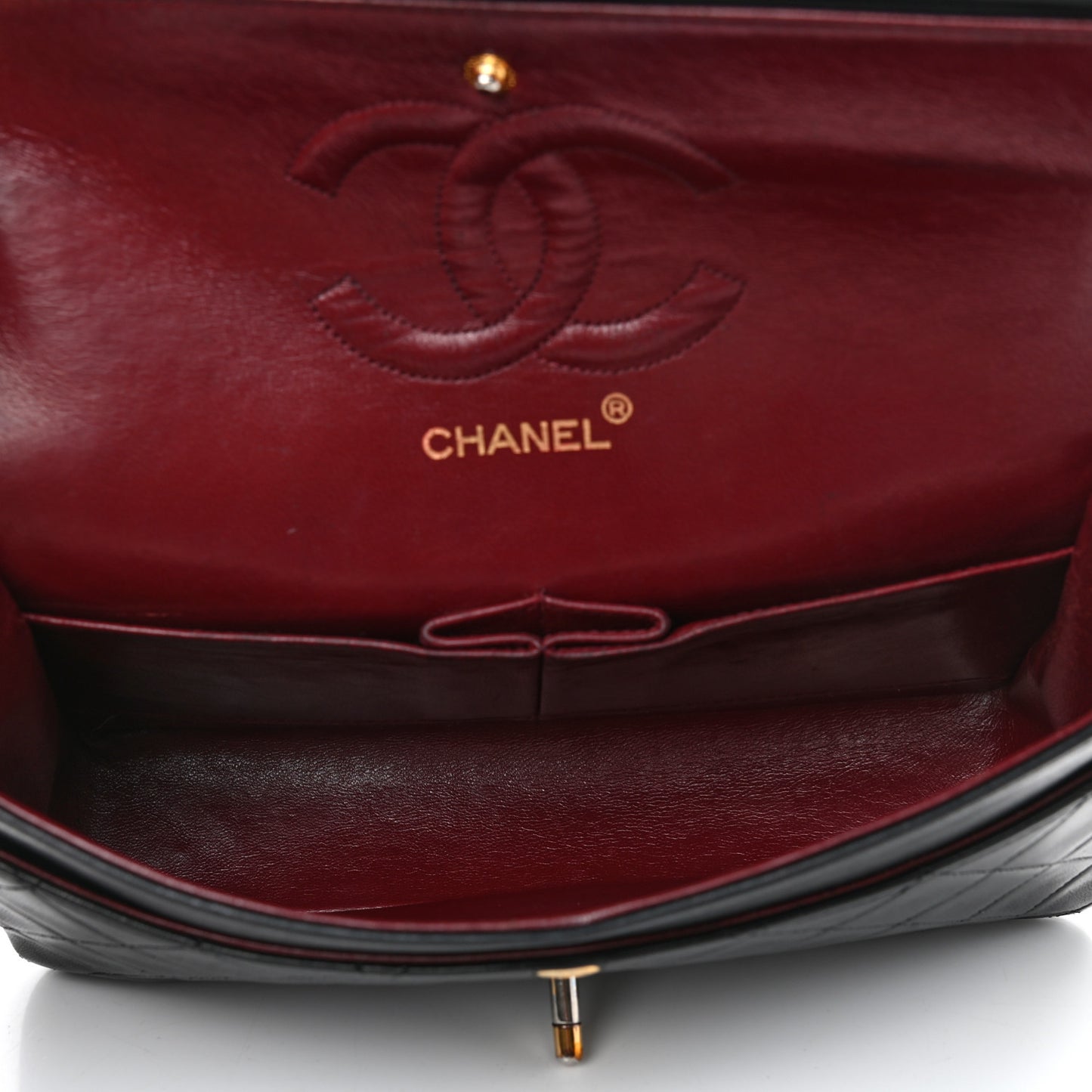 Lambskin Quilted Medium Double Flap Black