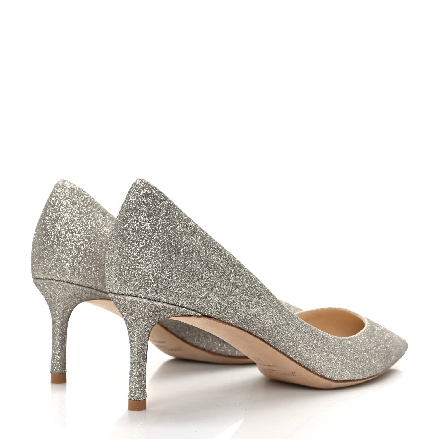 Jimmy Choo Coarse Glitter Pointy Toe 60 Pumps 38 Silver 4 of 7
