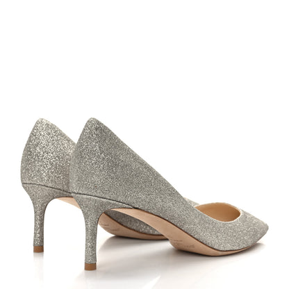 Jimmy Choo Coarse Glitter Pointy Toe 60 Pumps 38 Silver 4 of 7