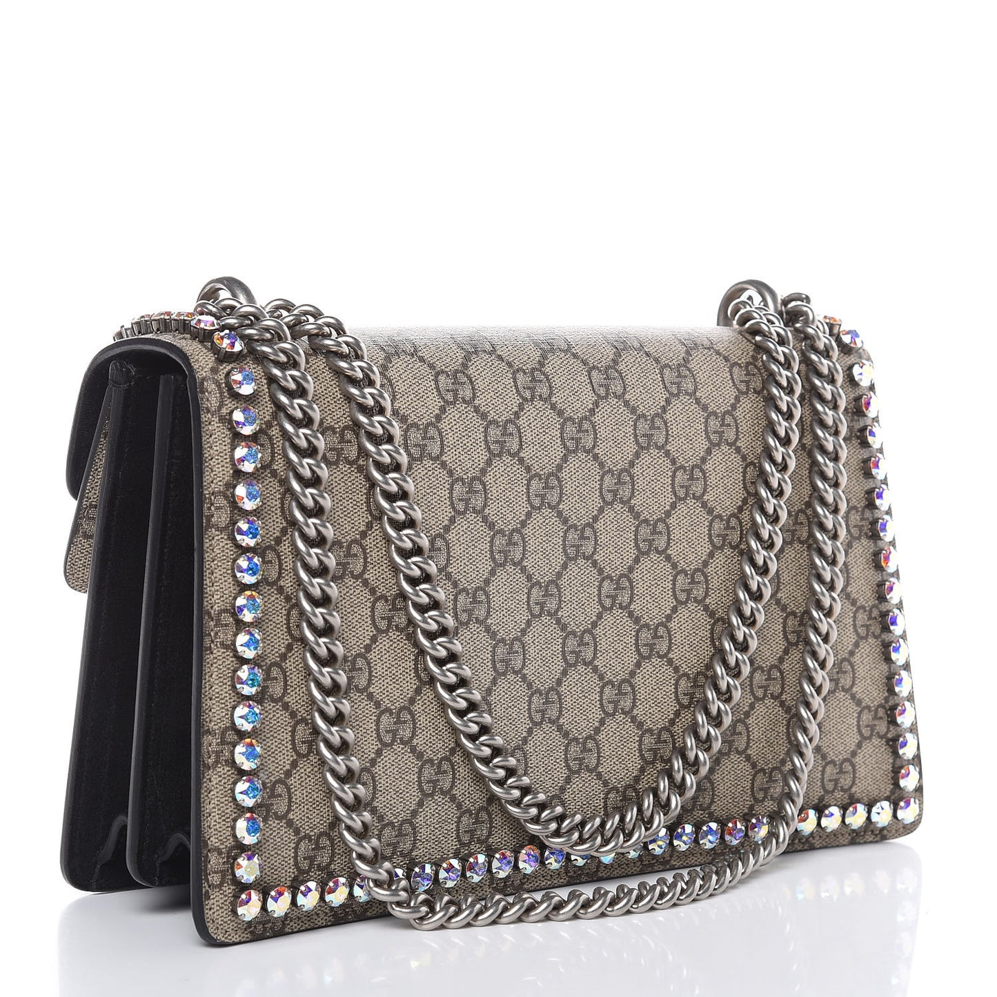 GG Supreme Monogram Crystal Small Dionysus Shoulder Bag Black