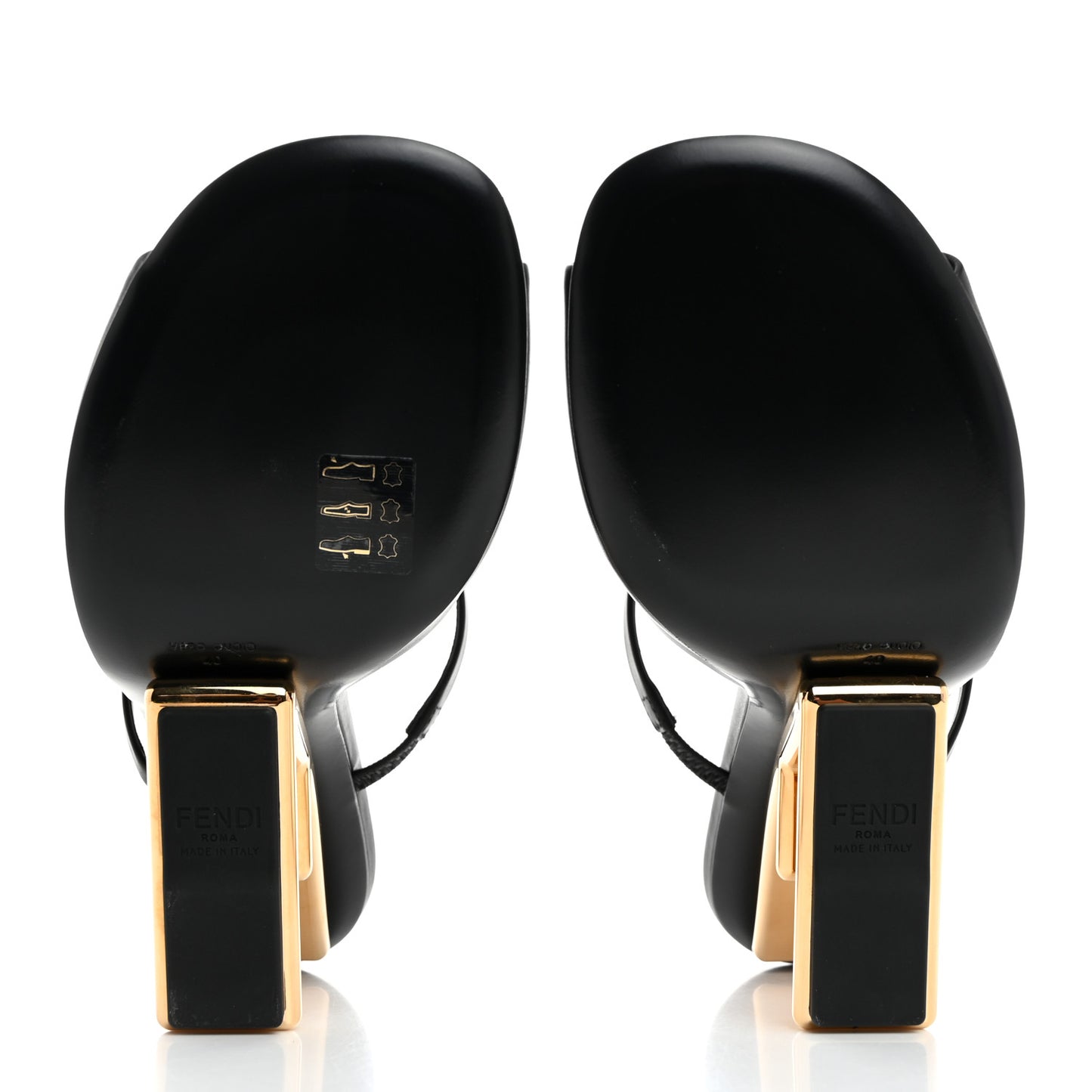 Calfskin Fendi First 95mm Slide Sandals 40 Black