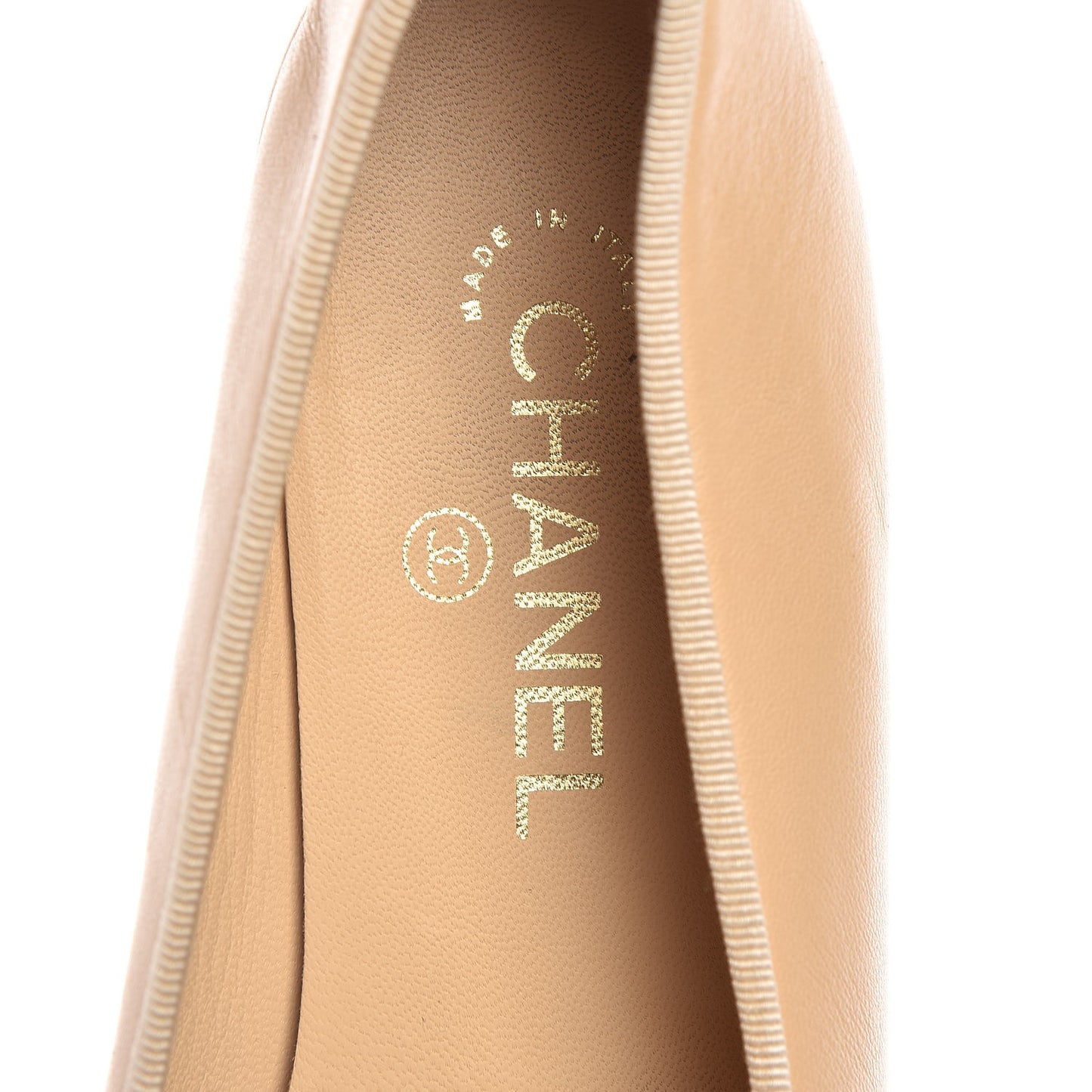 Lambskin Cap Toe Ballerina Flats 39 Beige Black