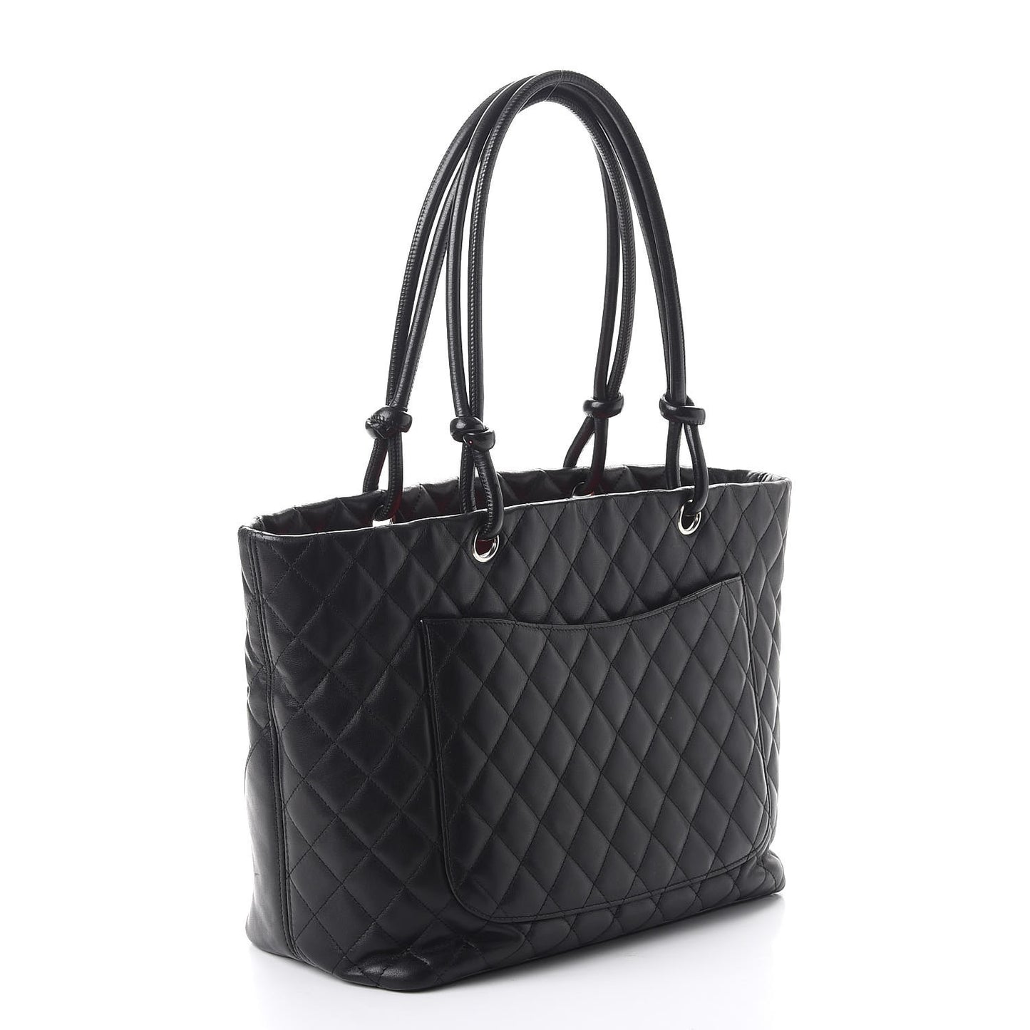 Calfskin Quilted Large Cambon Tote Black