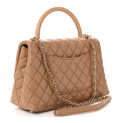 Chanel Caviar Lizard Embossed Quilted Small Coco Handle Flap Beige 3 of 10