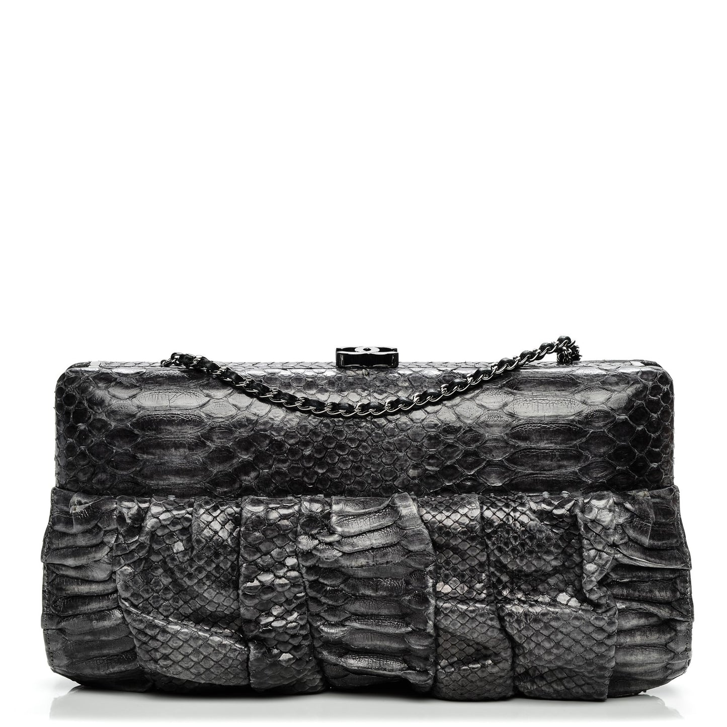 Python Chain Clutch Dark Silver