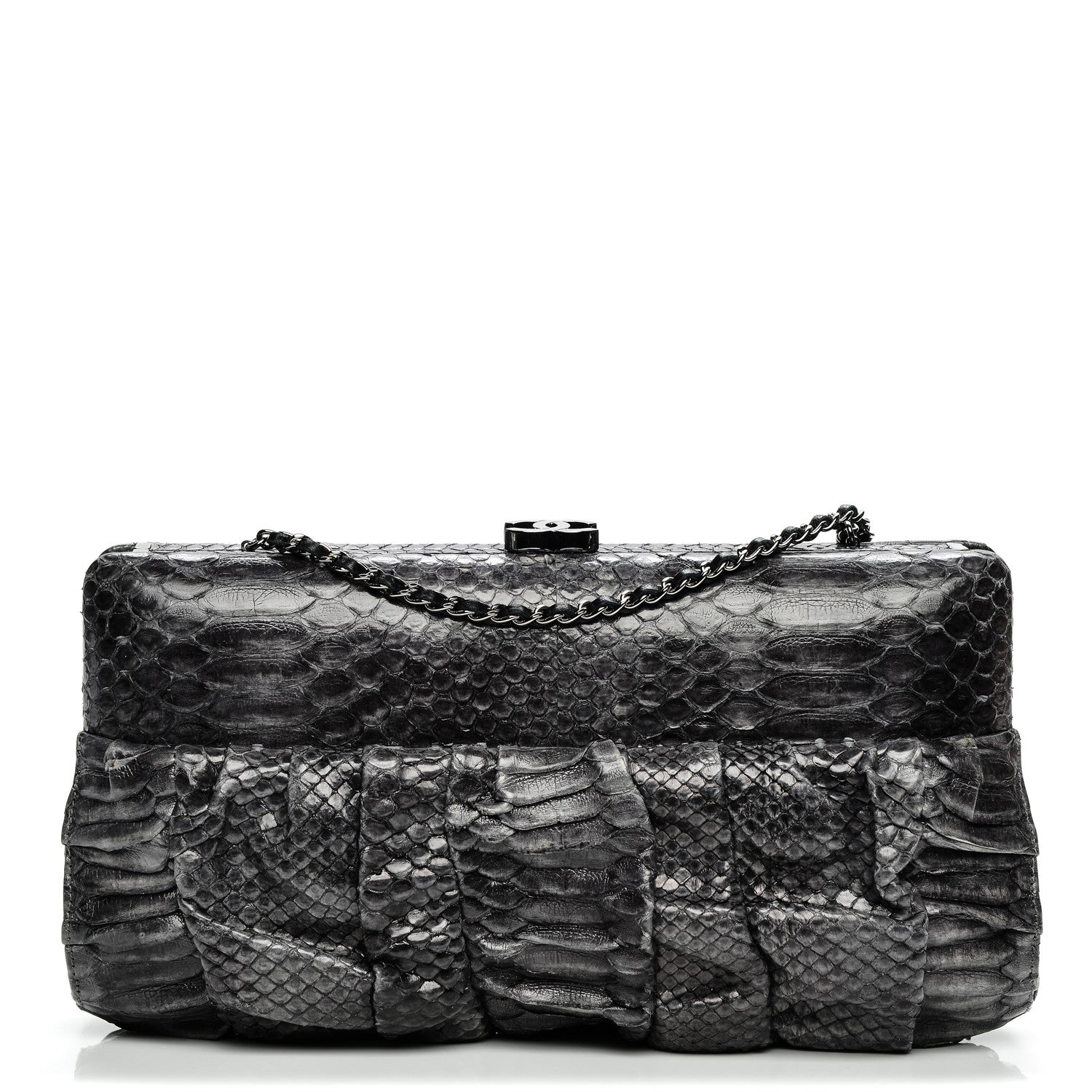 Chanel Python Chain Clutch Dark Silver 1 of 8