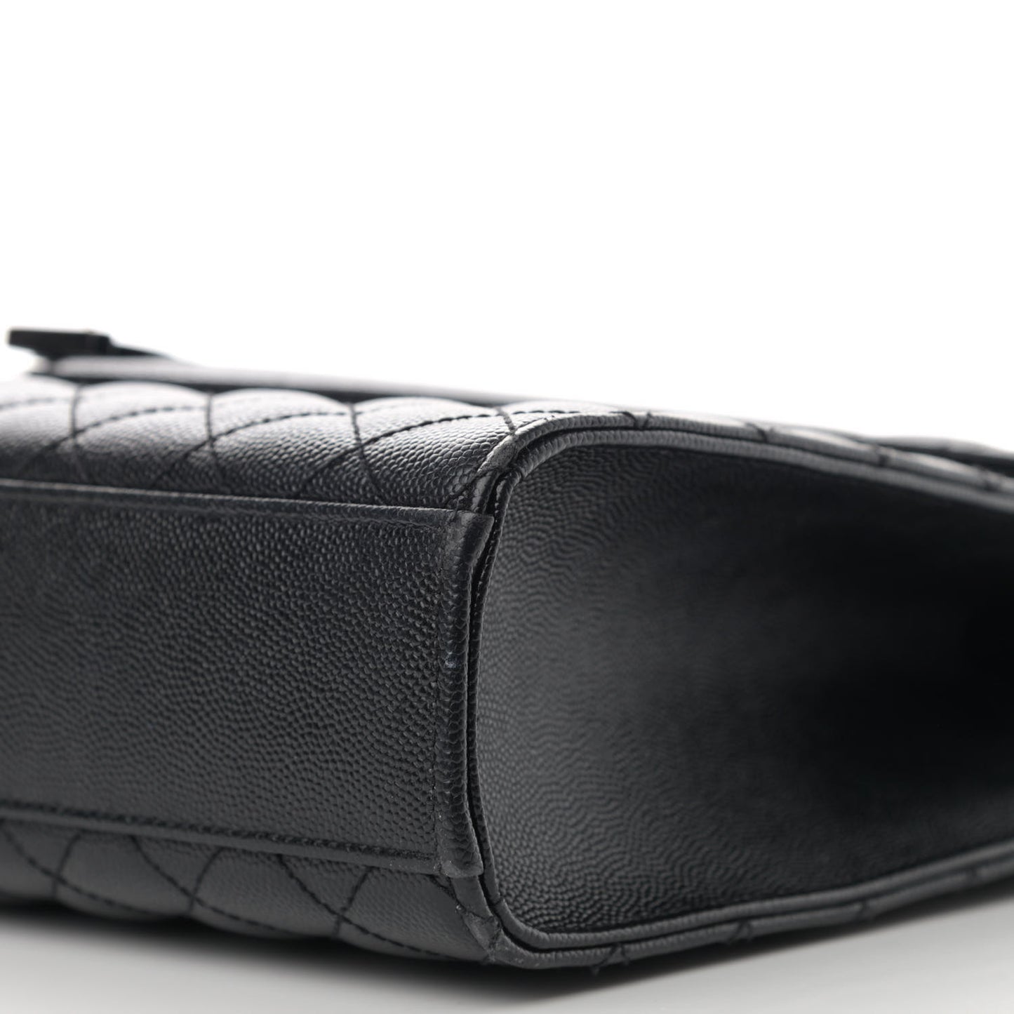Grain De Poudre Textured Mixed Matelasse Large Triquilt Monogram Monochrome Satchel Black