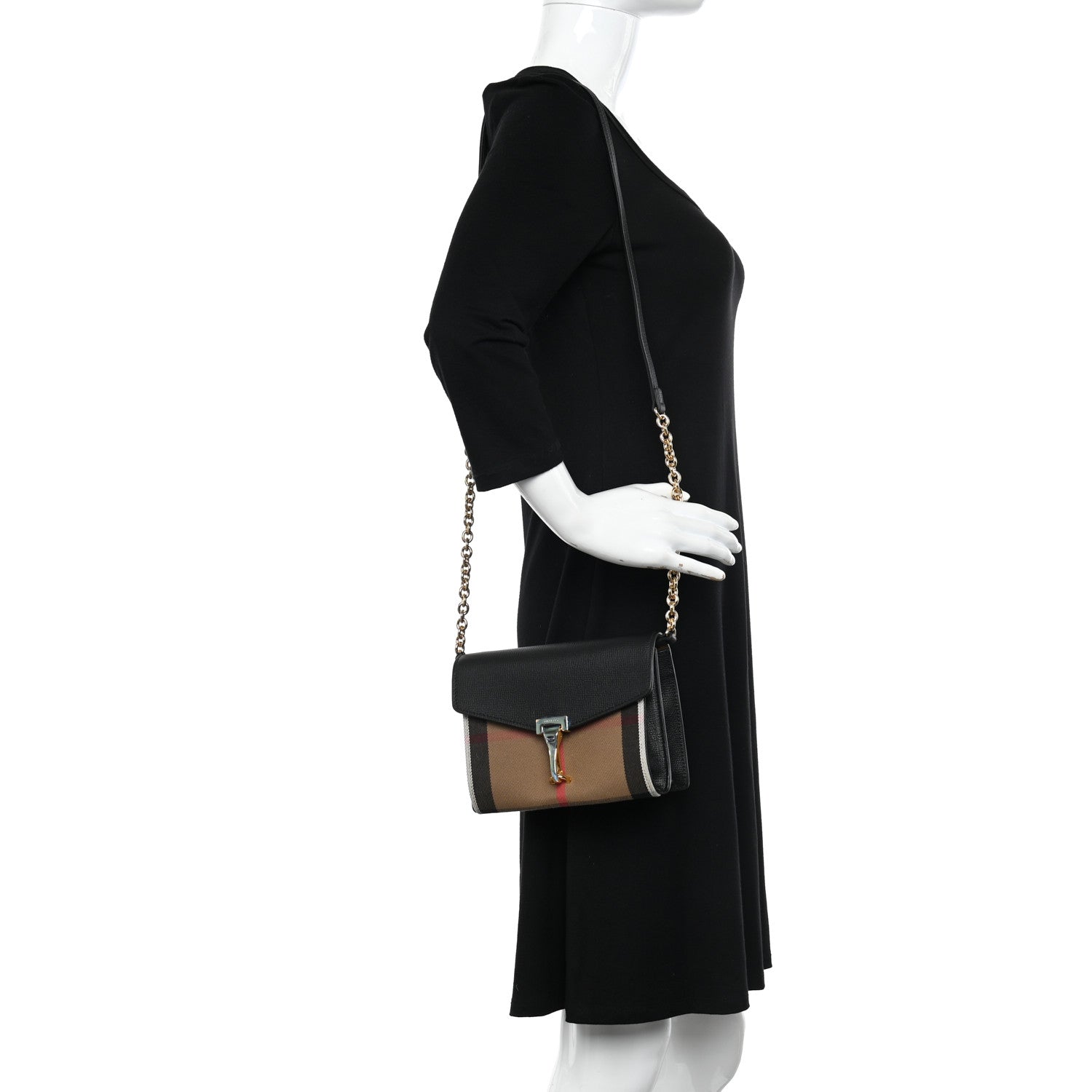 Burberry Derby Calfskin House Check Baby Macken Crossbody Bag Black 2 of 9