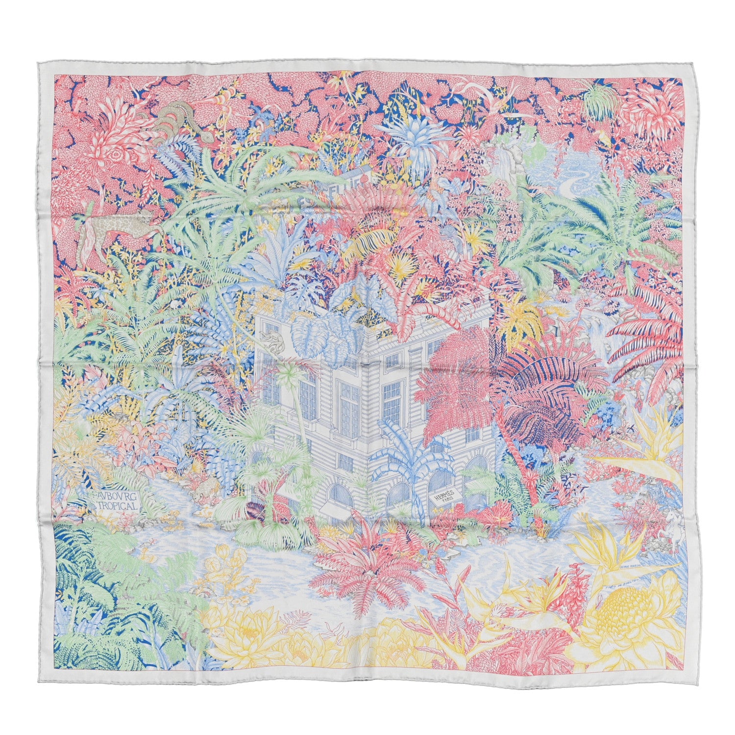 Hermes Silk Faubourg Tropical Scarf 90 Pierre Rose Multicolor 1 of 6