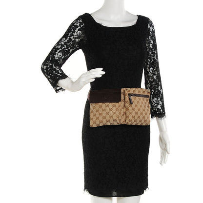 Gucci GG Monogram Web Double Pocket Belt Bag Dark Brown 2 of 8