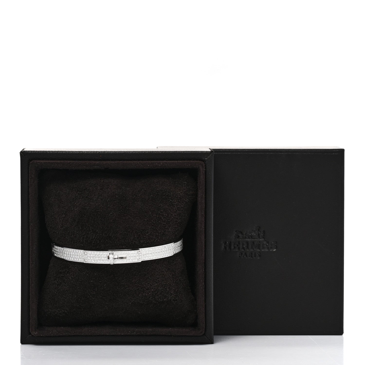 Hermes 18K White Gold Diamond PM Kelly Full Pave Bracelet SH 4 of 4
