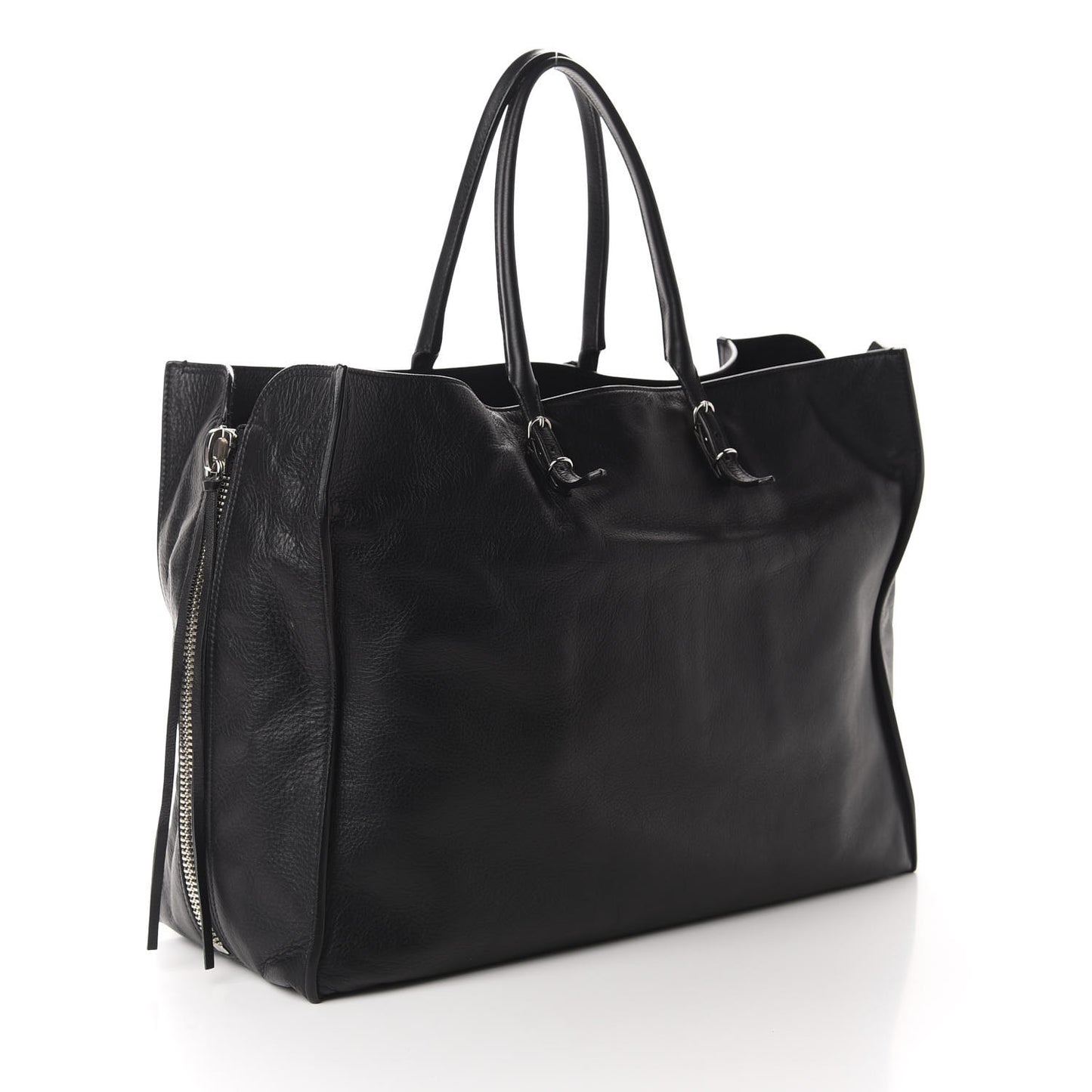 Supple Calfskin Papier A4 Zip Around Tote Black