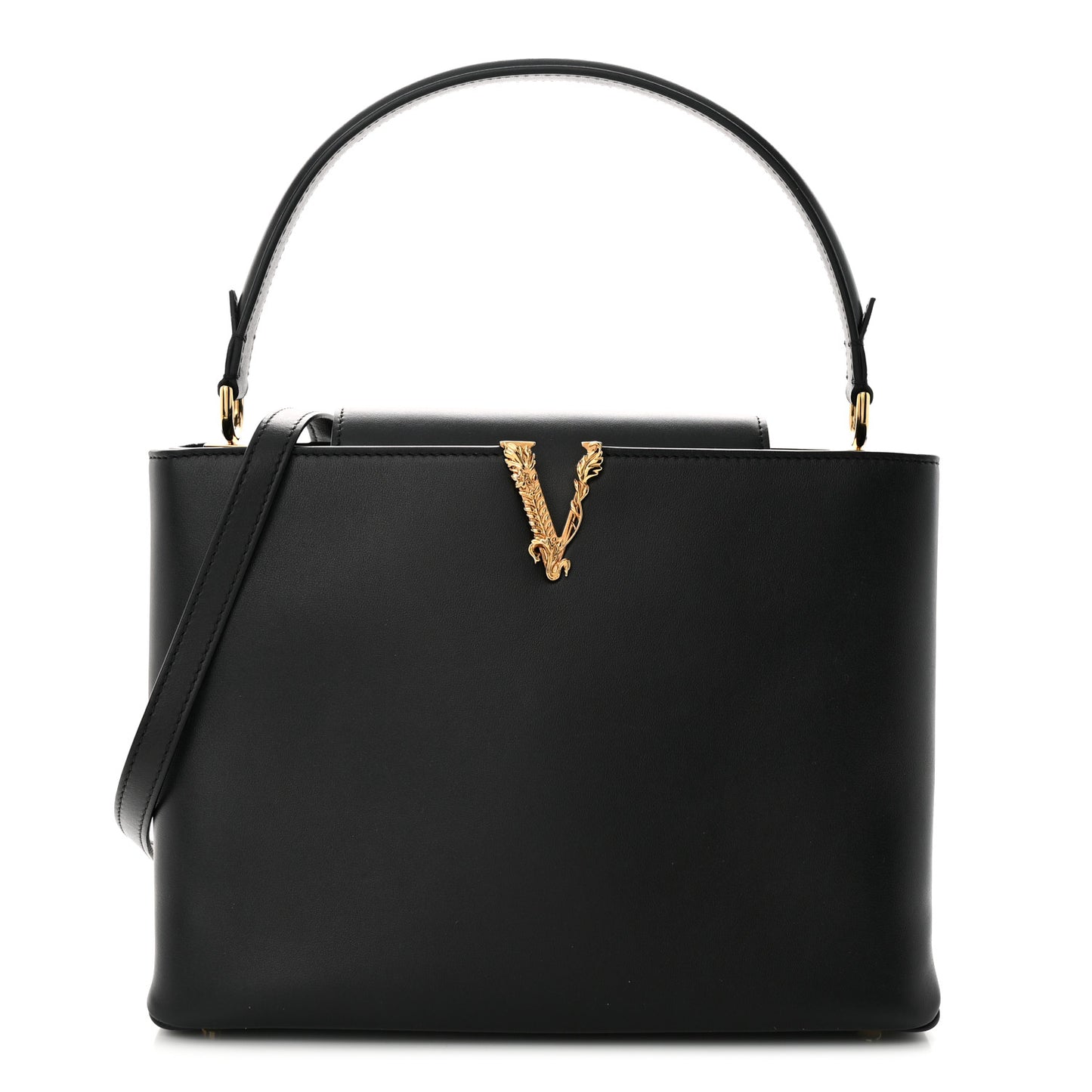 Vitello Virtus Top Handle Shoulder Bag Black