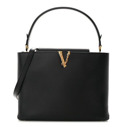 Versace Vitello Virtus Top Handle Shoulder Bag Black 1 of 16