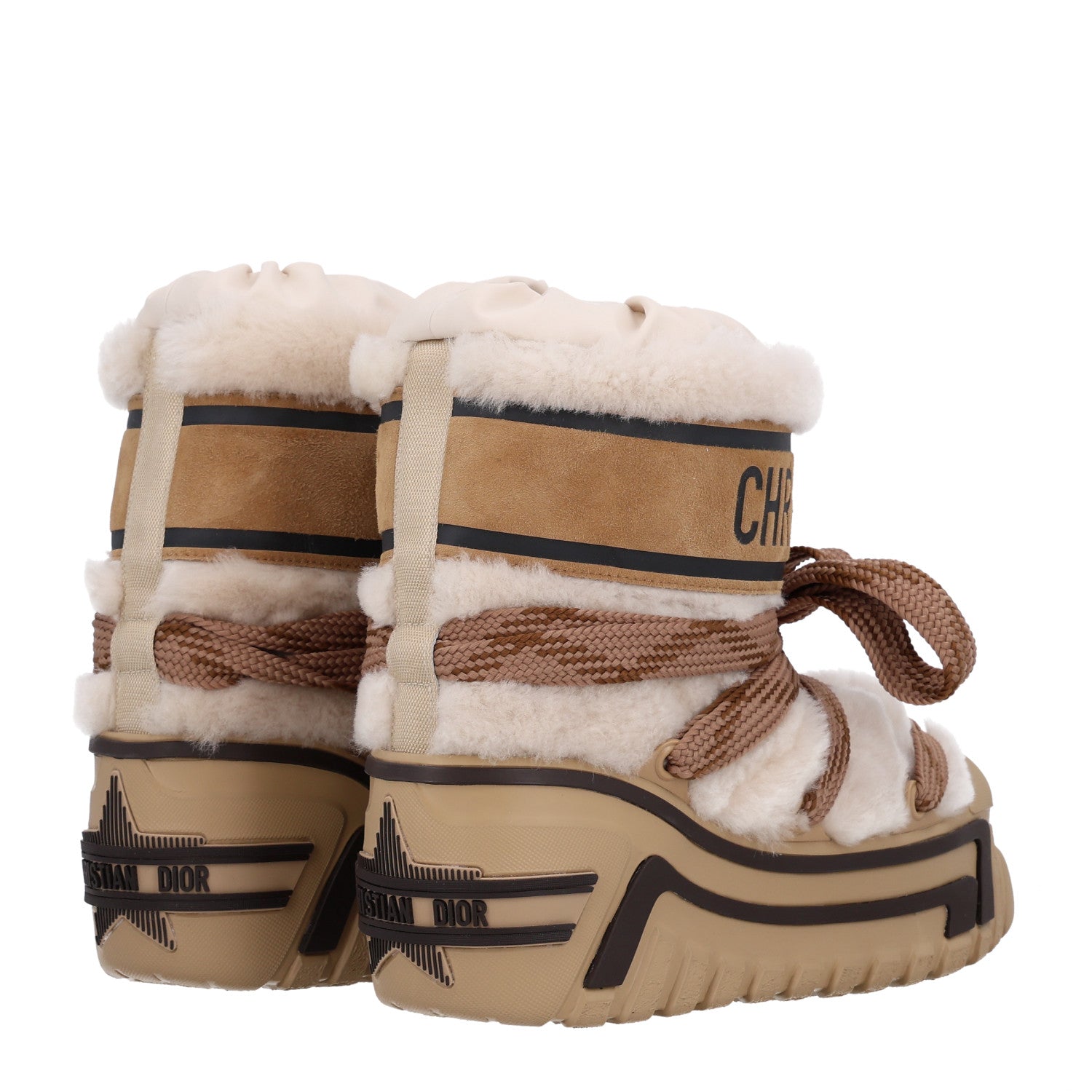 Christian Dior Shearling Suede Lambskin DiorAlps Snow Ankle Boot 37-38 Chestnut 7 of 11