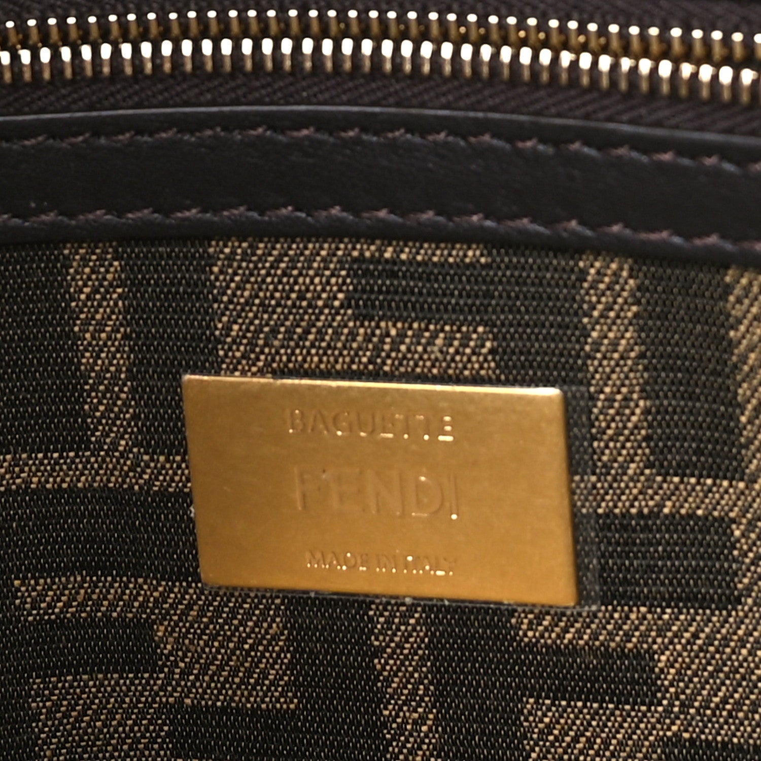 Fendi Fabric Jacquard FF 1974 Karligraphy Embroidered Baguette Tobacco Moro Rosso 6 of 9