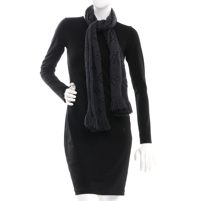 Louis Vuitton Wool Silk Logomania Scarf Charcoal Grey 2 of 4