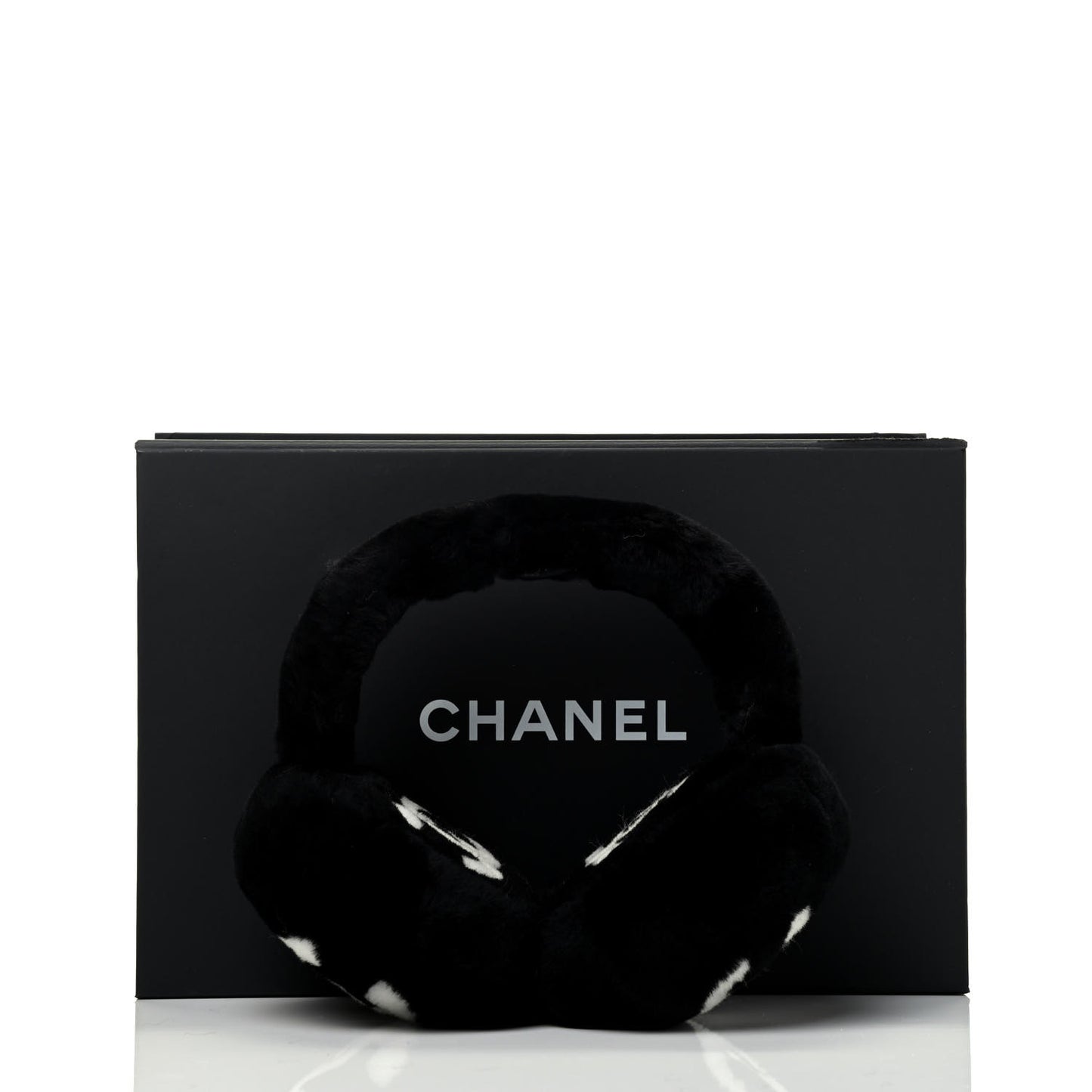 Shearling CC Ear Muffs Black White