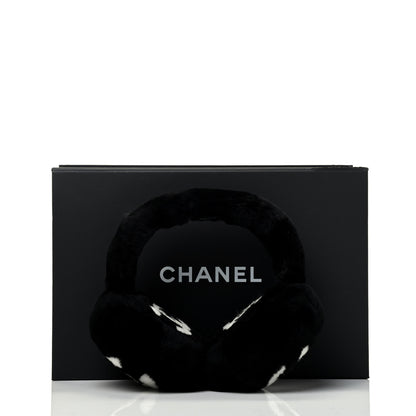 Chanel Shearling CC Ear Muffs Black White 4 of 4