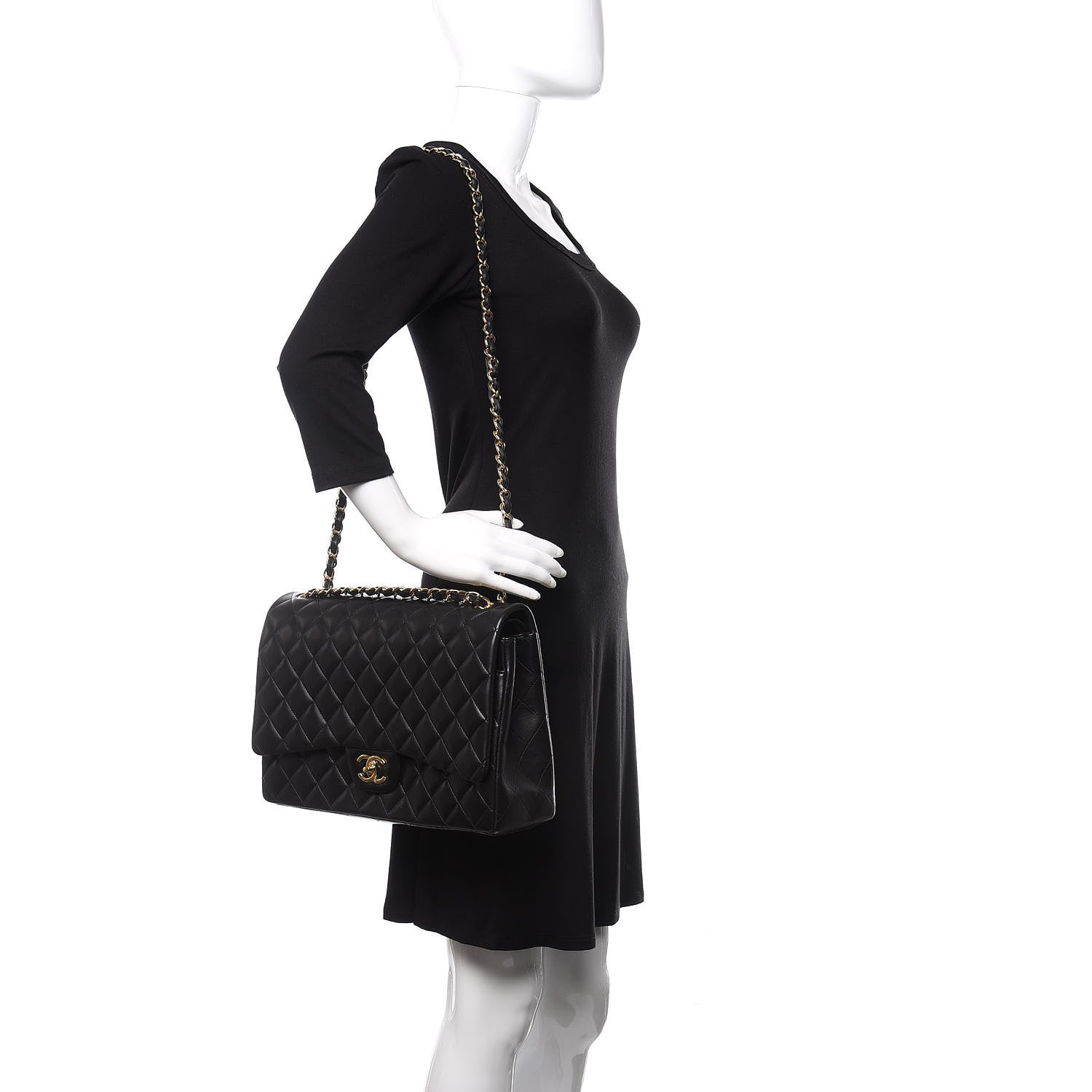 Chanel Lambskin Quilted Maxi Double Flap Black 2 of 16